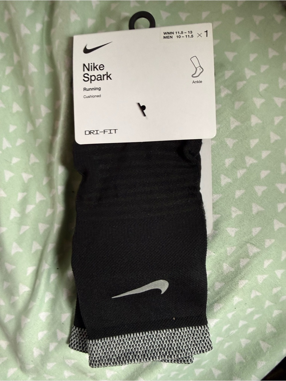 Nike Black Athletic Ankle Running Socks with Silver Swoosh